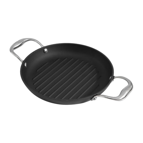 Vinod Ferona Lightweight Cast Iron Grill Pan - 1.2 L, 24 cm | No Seasoning Required | Naturally Stick-Free | Steel Handle | Metal Spoon Safe | Gas, Induction Base | PTFE & PFOA Free | 2-Year Warranty