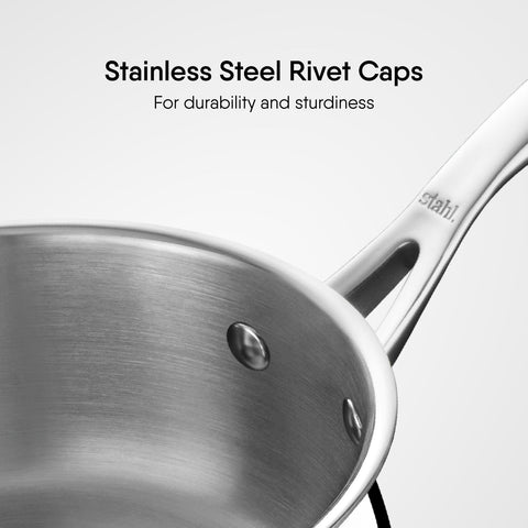 Stahl Artisan Triply Stainless Steel Belly Sauce Pan with Lid, Milk Pan, Stainless Steel Tea Pan, Induction & Gas Stove Compatible, 1.6 L,16 cm