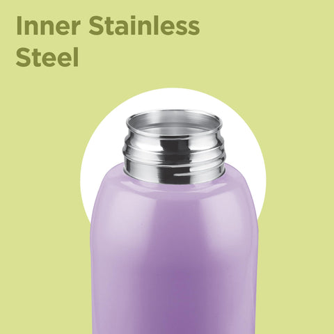 Milton Steel Swag 900 Inner Stainless Steel PU Insulated Sipper Water Bottle for Adults, Kids I Leak Proof Flip Top Lid I Easy to Carry I for Office, Gym, School, 690 ml, Lavender
