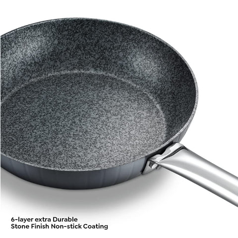 Prestige Durastone 28cm(2.6L) Hard Anodised Fry Pan with 6 Layers Non-Stick Coating|Stainless Steel Stay Cool Handles|Induction & Gas Compatible|2 Years Warranty