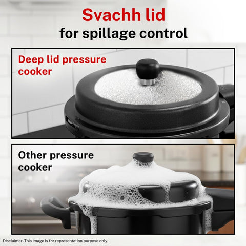 Prestige 5 Litre Hard Anodised Popular Svachh Outerlid Pressure Cooker|Deep Lid for spillage Control|Gas compatible|Gasket Release System|Metallic Safety Plug|5 years warranty|ISI Certified