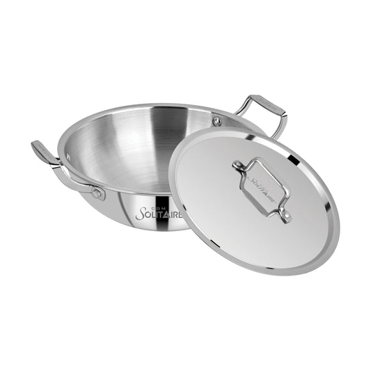 SOLITAIRE TRIPLY KADAI W/LID 34CM