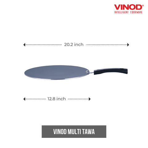 Vinod Zest Aluminium Flat Non Stick Roti/Dosa Tawa - 32.5 cm | 4mm Extra Thick Base Tava, 3 Layer Ceramic Coating, Even Heating, Gas Stove & Metal Spoon Friendly, Perfect for Dosa, Roti, Pancake