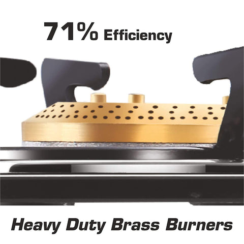 Vidiem Gas Stove AIR (Black with Silver) | 4 Burner Gas Stove | Manual Ignition | 10mm Toughened Glass Top Gas Stove | High Efficiency | ISI Certified | 2 years warranty (4 Burner)