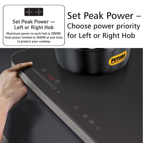 Hawkins Futura Dual Hob Induction Cooktop, 3600-W, Auto Cut-off, Child Lock, Intelligent Boil-Dry Protection, 20 Power Settings, Black (FIC2A1)