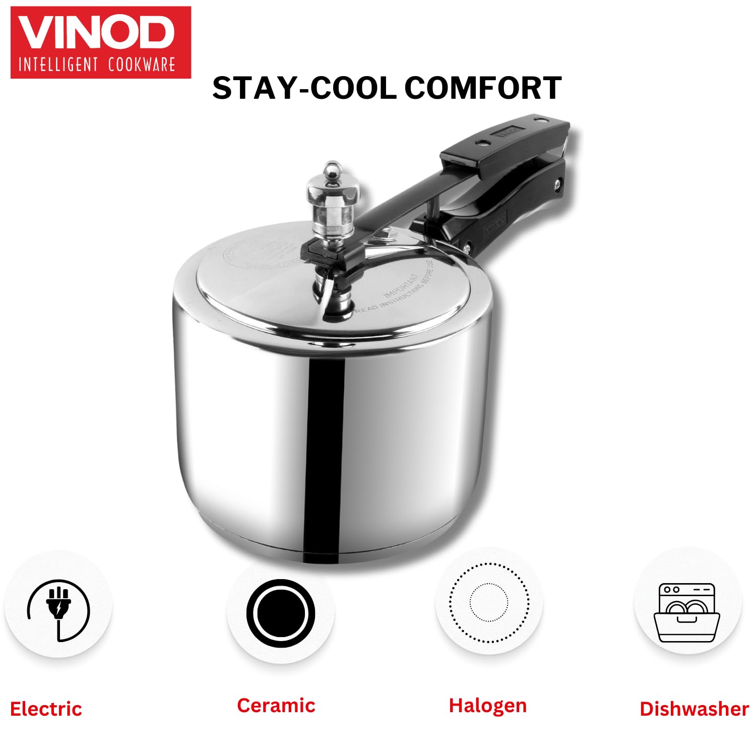 Vinod 2L Stainless Steel Cooker | Sandwich Bottom, Induction