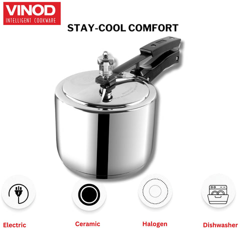 Vinod 2L Stainless Steel Cooker | Sandwich Bottom, Induction