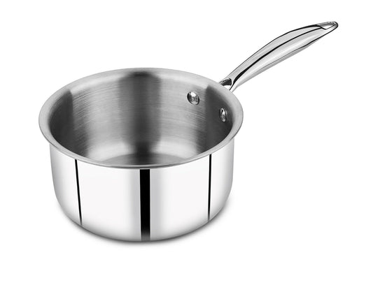 Triply Stainless Steel Saucepan - 16cm / 1.7 litres | 3-Layer Cookware | Ideal for Tea, Coffee, Milk, Sauces & Soups | Induction & Gas Stove Compatible