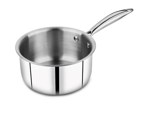 Triply Stainless Steel Saucepan - 16cm / 1.7 litres | 3-Layer Cookware | Ideal for Tea, Coffee, Milk, Sauces & Soups | Induction & Gas Stove Compatible