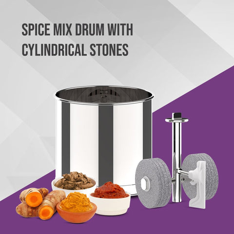 Ultra Grind+ Gold Wet Grinder Celebration Pack | 2L Multiutility Drum with Conical Stones, 1L Spice Mix Drum with Cylindrical Stone, Coconut scraper, Atta kneader & AISI 304 Food Grade Stainless Steel