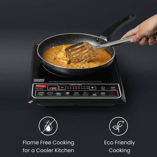 Prestige PIC 16.0 Plus 2000 Watts Induction Cooktop | 4KV Surge Protection | 8 Preset Indian Menu Option with Timer | Soft Touch Button | Easy to clean | Portable | Black |1Y Warranty | BIS