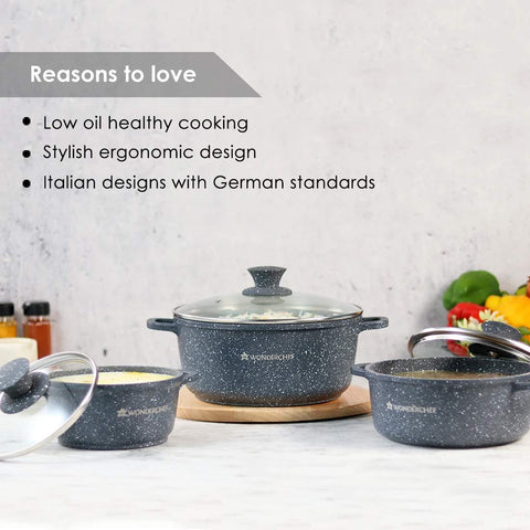 Wonderchef Granite 6-Piece Non-Stick Casserole Set  Induction-Friendly