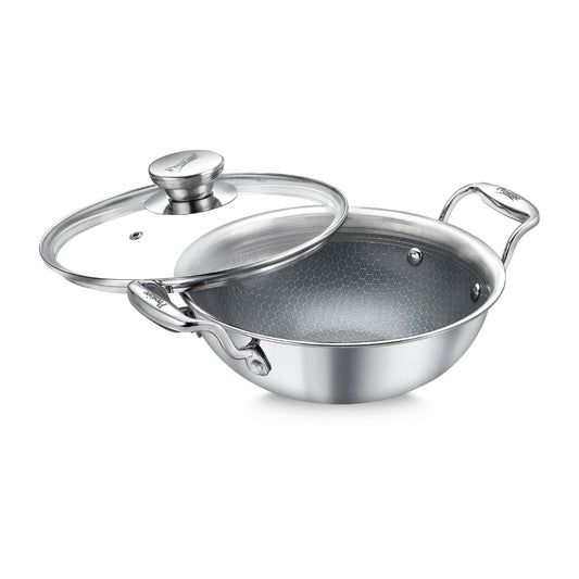 Prestige TRIPLY HexaMagic Ceramic Kadai 20cm/1.6L | Durable Honeycomb Structure | PFOA & PFAS Free | Healthy Eating | Gas & Induction Compatible | 15Y Product & 3Y Coating Warranty| ISI Certified