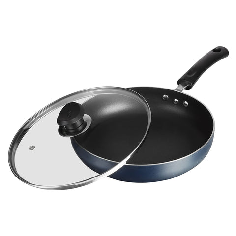 Vinod Zest Aluminium Non Stick Deep Frypan with Lid - 4.6 litre, 30cm | Skillet Pan for Frying | 3mm Thick | 3 Layer Coating | Scratch Proof | 1 Year Warranty - Gas Base