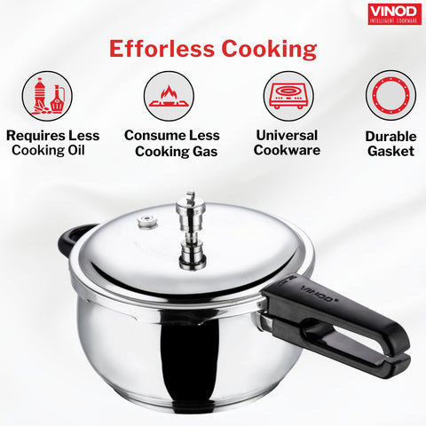 Vinod Splendid Plus 3.5L Stainless Steel Handi Cooker | Glass Lid
