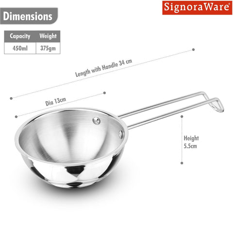 SignoraWare Artista Tri-Ply Cookware Tadkapan | Faster Cooking | Induction Friendly | Ideal for Tadka for Rasam, Sambar, Dals and Curries | Roasting Nuts & Seeds | Making Ghee Tadka (450ml)