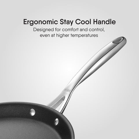 Stahl Artisan Schild | 28 cm Dosa Tawa Triply Stainless Steel + PEEK-Reinforced Non-Stick Dosa Tawa | Induction & Gas Compatible | Manufacturer Warranty