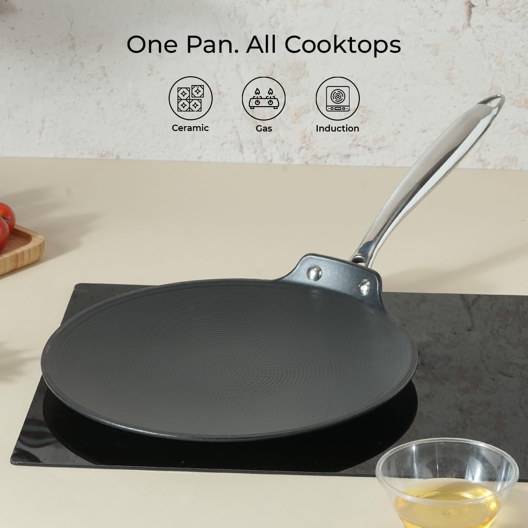 Vinod Ferona 26 cm Lightweight Cast Iron Tawa | Gas & Induction