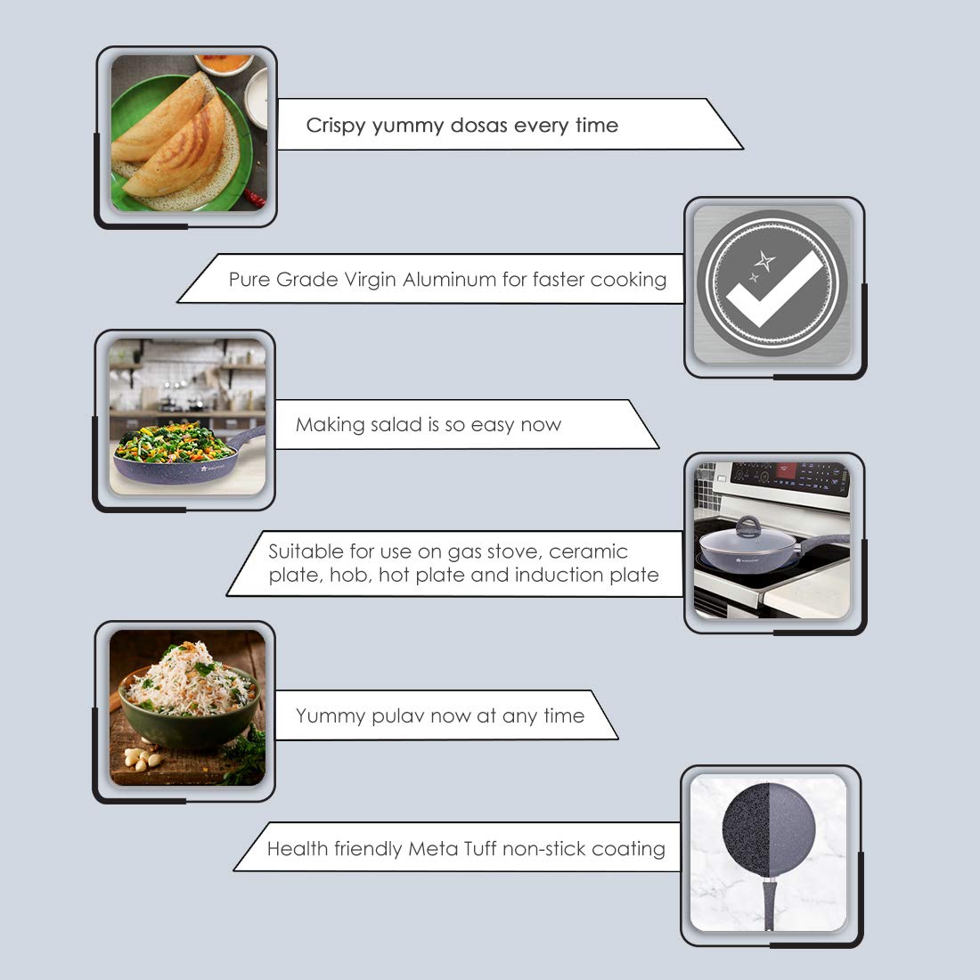 Wonderchef Granite 4-Piece Nonstick Cookware Set | Induction-Friendly