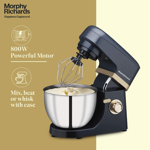 Morphy Richards Melange 800W Stand Mixer| 5L SS Bowl | Multi purpose functioning - Mixing, Beating, Kneading, Whisking| 8-Speed Level|Heavy Duty Motor |2-Yr Warranty【Navy Blue & Rose Gold】