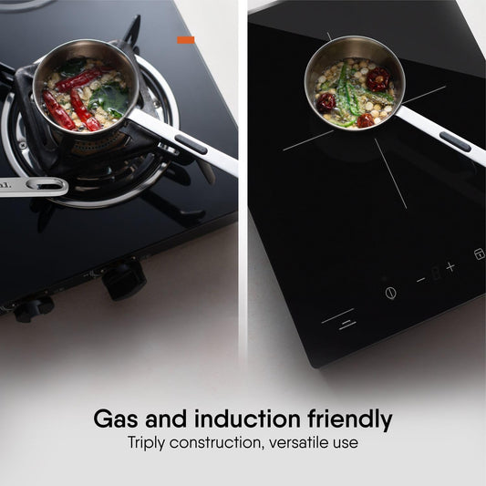 Stahl Artisan Triply Stainless Steel Tadka Pan, Induction pan, 500 ml, 12 cm
