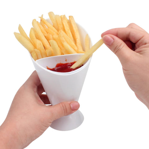 Milton French Fry Holder and Ketchup Cups Set 2 in 1 | French Fry Cone Dipping Cups for French Fries and Veggies | Fries Cup with Dipping Container French Fries Holder, Potato Chips Cup for Home Restaurant