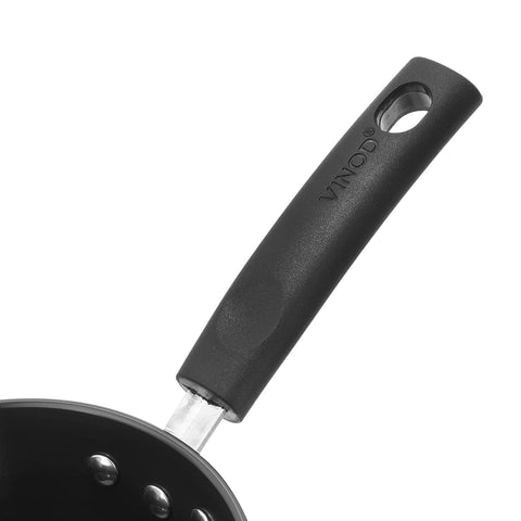 Vinod Black Pearl Hard Anodised American Non Stick Saucepan - 1 Litre, 14cm | 3.25mm Thickness | Metal Spoon Friendly | Easy to Pour | 2 Year Warranty | Toxin Free - Black