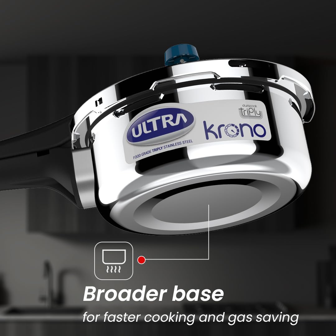 Ultra Triply Krono 2 Litre SS Pressure Cooker | 5 Yr Warranty