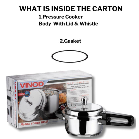 Vinod 2L Stainless Steel Cooker | Sandwich Bottom, Induction