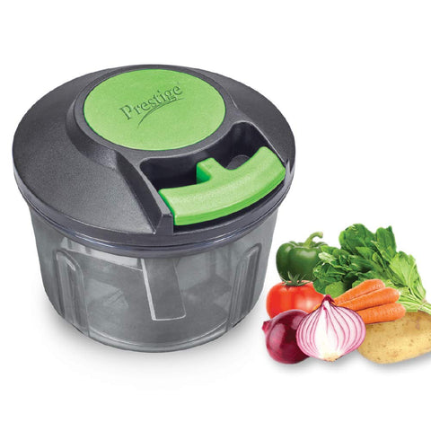 Prestige PVC 8.0 Veggie Cutter with 3 Stainless Steel Blades (Jumbo Bowl) (Black and Green)