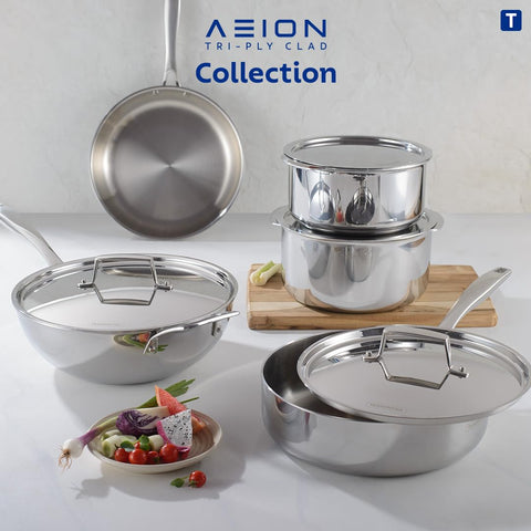 Tramontina Aeion Triply 16cm / 1.6L Tope with SS 304 Lid | Healthy, Non Toxic | Extended Grip | Bhagona | Tapeli | Patila | for Boiling Milk/Water | NSF Certified | 10 Year Warranty