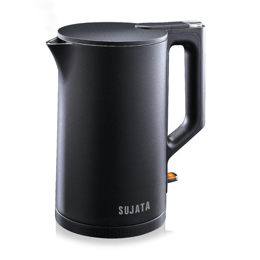 Sujata 1380 W Electric Kettle EK01 1.5 Litre | Strix Controller | Cool Touch | 3 Way Auto Shut Off | Stainless Steel | Double Wall Cool Touch | 360 Degree base | Black