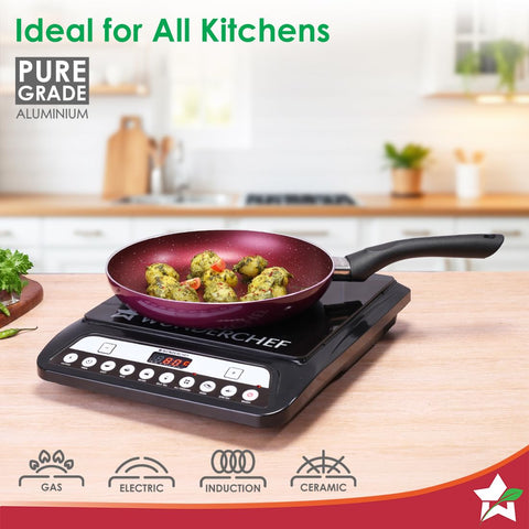 Wonderchef Bandhan Non-Stick Cookware 4 Pc. Set | Fry Pan, Dosa Tawa, Kadhai with Glass Lid | Healthy, Low Oil Meals | Scratch-Resistant | Gas & Induction Compatible | Easy to Clean