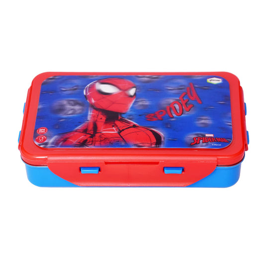 Gluman Lunch Box for School | Stainless Steel Lunch Box for Kids | Disney Spiderman Removable 3D Snackpack Lunch Box for Boys | Tiffin Box with Steel Veg Box and Spork Spoon | 700 ml