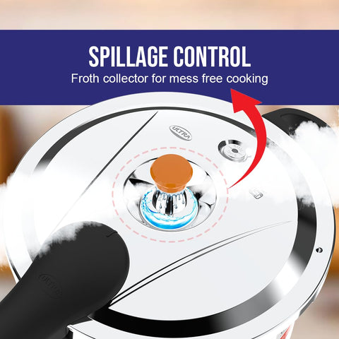 ULTRA Duracook 2.L StainlessSteel Outer Lid,AISI 304 Food Grade SS Pressure Cooker (2 Litre),Froth Collector,spillage Control,Induction&cooktop Compatible,Injection Moulded Bakelite Handles,ISI.