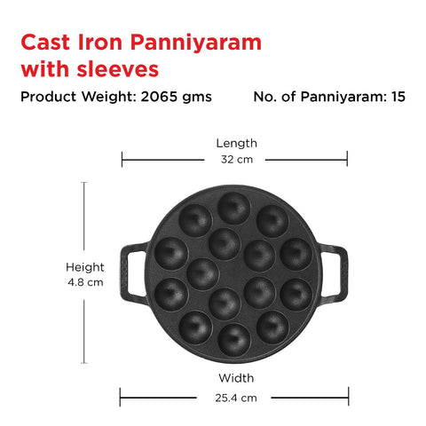 Vinod Legacy Cast Iron Paniyarakkal Pan | Pre-Seasoned, Heavy-Duty Appam Patra | Naturally Non-Stick, Durable & Even Heating | Ideal for Paniyaram, Paddu, Kuzhi Paniyaram | Gas Stove Safe
