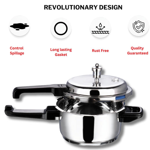 Vinod 18/8 Stainless Steel Outer Lid Pressure Cooker - 7 Litre