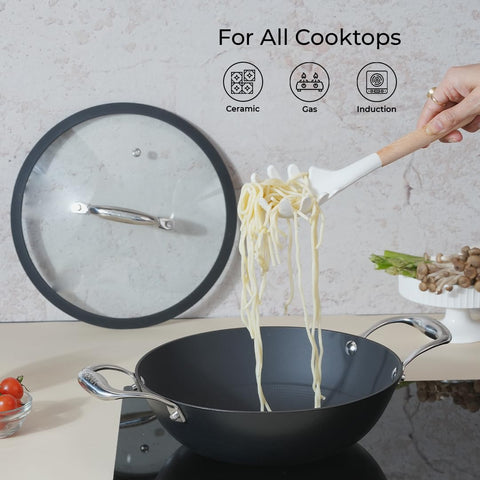 Vinod Ferona Lightweight Cast Iron Kadai - 1.4 L, 20 cm | No Seasoning Required | Naturally Stick-Free | Metal Spoon Friendly | Gas, Induction Base| Rust-Proof | PTFE & PFOA Free | 2-Year Warranty