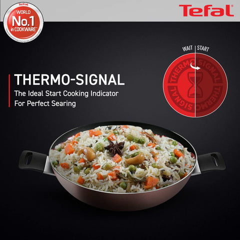 Tefal Day by Day Non-Stick Kadhai with lid/Thermo-Spot Technology/PFOA Free, Titanium Non-Stick Coating/30 cm/Superior Induction Base/Suitable for All Hob Type/Black / 2 Years of Warranty