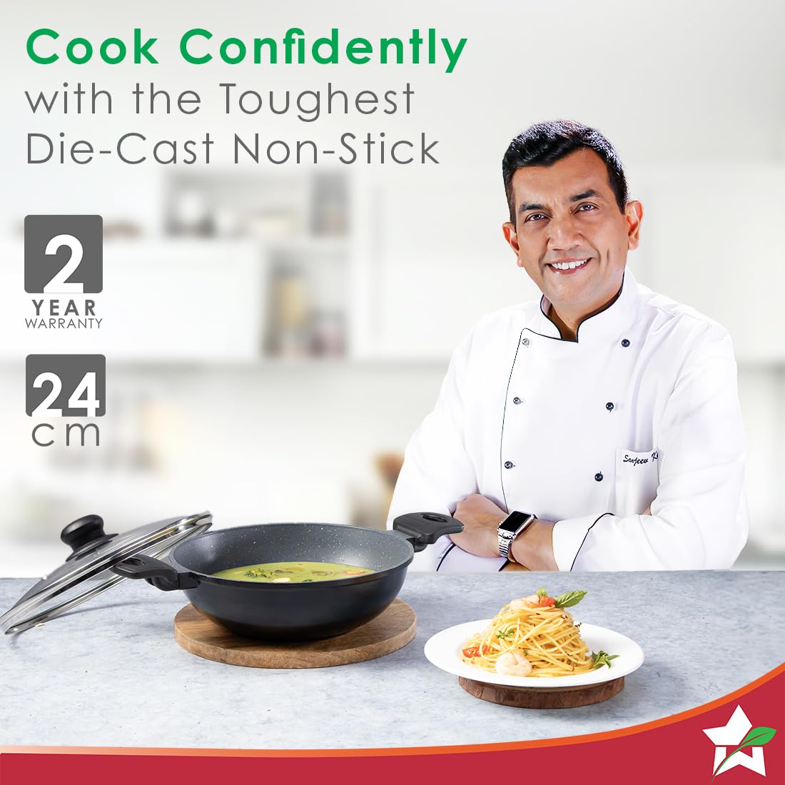 Wonderchef Duralite 24 cm Die-Cast Non-Stick Kadhai – 2.4 L