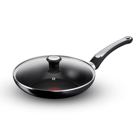 Tefal Cook & Savour Non-Stick Fry Pan with Glass Lid/Thermo-Spot Technology/Titanium Non-Stick Coating / 24 cm/Superior Induction Base/Suitable for All Hob Type/Black / 2 Years of Warranty