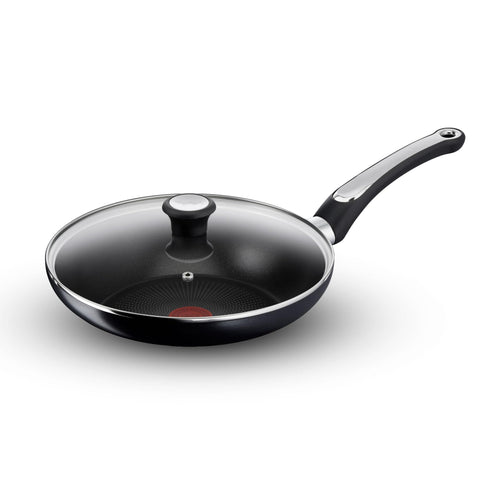 Tefal Cook & Savour Non-Stick Fry Pan with Glass Lid/Thermo-Spot Technology/Titanium Non-Stick Coating / 24 cm/Superior Induction Base/Suitable for All Hob Type/Black / 2 Years of Warranty