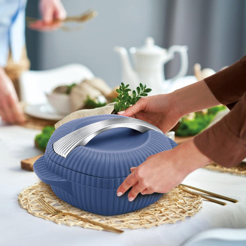 MILTON Oyster 2000 PU Insulated Casserole, 1910 ml, Royal Blue, BPA Free, Food Grade, Hot and Cold, Easy to Carry, Easy to Store, Chapati, Roti, Curd Maker