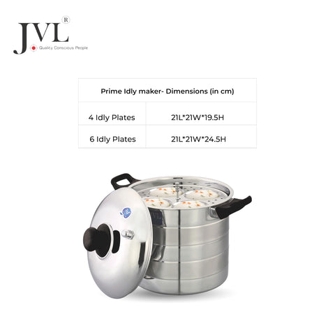 JVL 6P Stainless Steel Round Shape Idly Maker || 6 Plates Each with Plain Lid