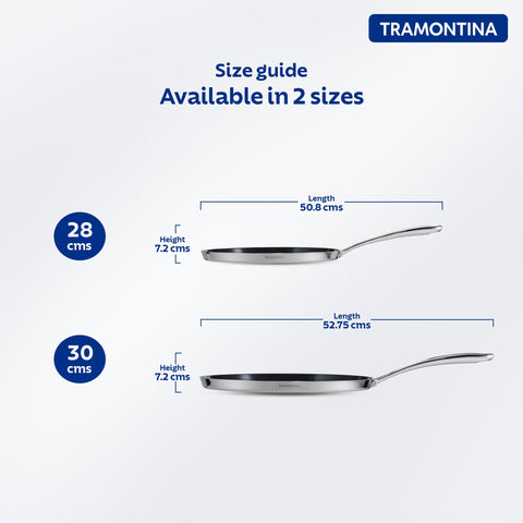TRAMONTINA Fusao Healthy Triply Ceramic 30Cm Dosa Tawa 4mm Thick | Uttapam Tawa | Roti Tawa | Parantha | Induction Friendly |Stay Cool Handle I 10 Year Warranty