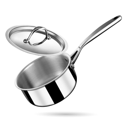 Stahl Artisan Triply 1L, 14cm Stainless Steel Tea Pan with Lid | Triply Sauce Pan | Induction & Gas Stove Compatible Milk Pan