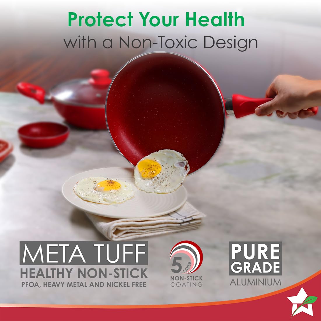 Wonderchef Royal Velvet 4-Piece Cookware Set | Red, Induction Ready