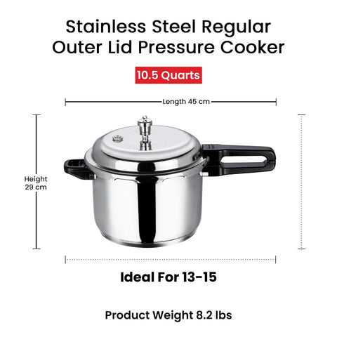 Vinod 18/8 Stainless Steel Outer Lid Pressure Cooker - 7 Litre