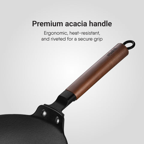 Stahl Blacksmith Signature Cast Iron Roti Tawa | for Fluffier Rotis, Crispier Parathas & Golden Chillas | Gas & Induction Compatible | 28cm Tawa