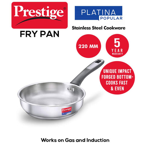 Prestige Platina Popular SS Fry Pan 220mm - Forged Induction Bottom